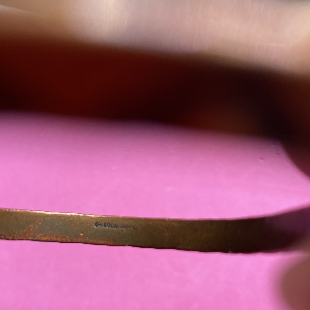 Vintage Solid Copper Aztec Design Cuff Bracelet - image 5